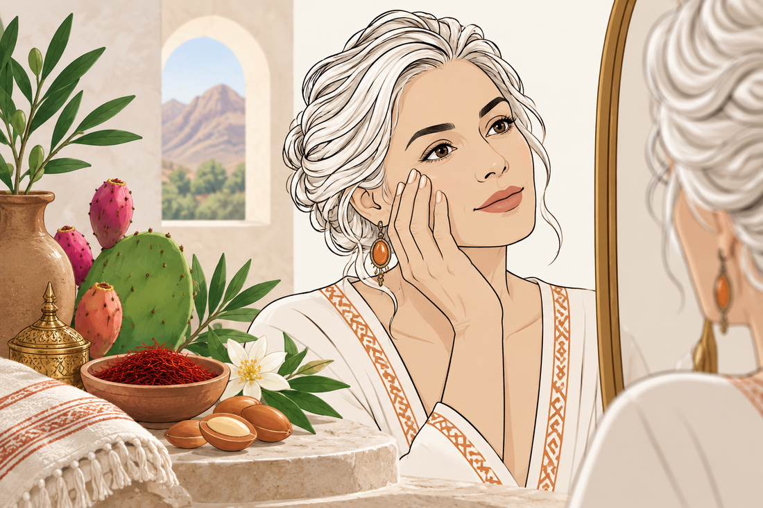 Dry mature skin care with prickly pear and argan oil inspired by Moroccan botanical traditions