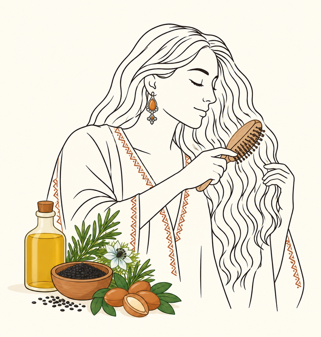 Natural hair strengthening routine inspired by Amazigh hair care