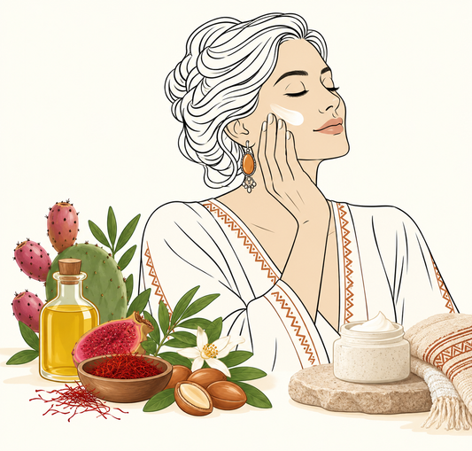 Natural skincare routine for mature skin inspired by Amazigh beauty rituals