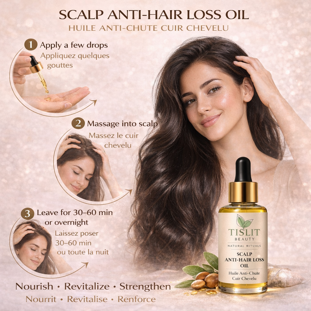 HUILE CAPILLAIRE ANTI-CHUTE – soin intensif cuir chevelu